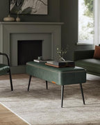 VASAGLE EKHO Collection - Bench for Entryway Bedroom, Synthetic Leather with Stitching, Ottoman Bench with Steel Legs, Living Room, Mid-Century Modern, Loads 660 lb, Forest Green ULOM076C01 - color: Forest Green, style: Steel Leg Bench