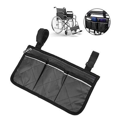 RiToEasysports Walker Bag,Multifunctional Wheelchair Side Bag Scooter Armrest Side Bag Hanging Pouch Storage Organizer for Bed Rail, Scooters, Walker Rollator - color: black