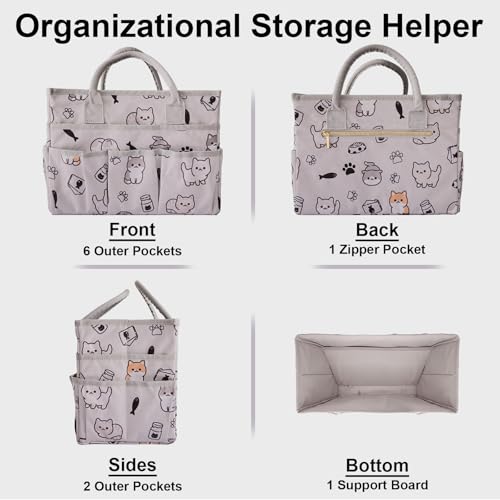 Cupohus Craft Organizer Tote Bag – Art Organizer, Craft Caddy with Multiple Pockets, Large Capacity Supply Storage Bag for Sewing, Knitting, Painting, and Travel (Pet Prints) - color: Pet Prints
