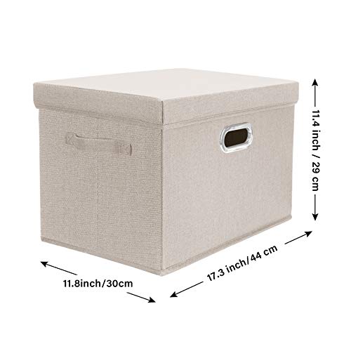 TYEERS Collapsible Storage Bins With Lids, Large Fabric Storage Boxes - 2 Pack - Beige - color: Beige, size: 2-Pack Large