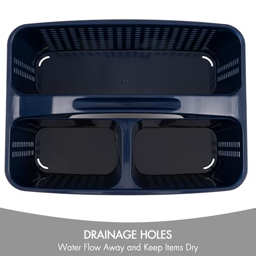 Tiawudi Portable Shower Caddy, Caddy Organizer with Handle, Plastic Shower Basket Hold Soap, Shampoo, Hair Supplies and Beauty Products, Cleaning Supplies Organizer for Home, Dorm, Shelf and Cabinet - color: Dark Blue