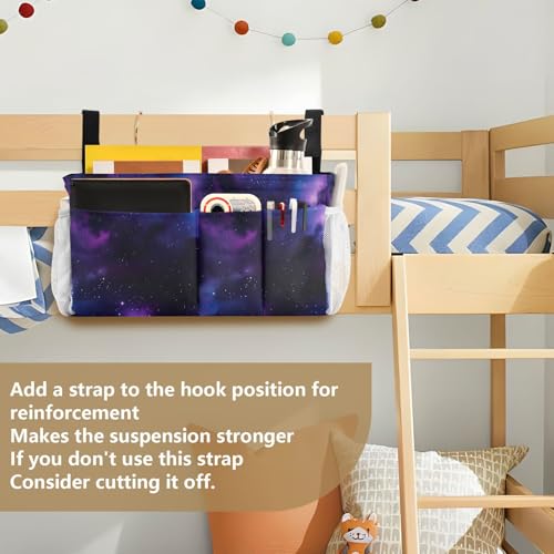 Bedside Caddy Hanging Storage Bag Galaxy Purple Bedside Organizer Caddy for Bunk, Dorm Room, Hospital Beds - Place Magazines / Remotes / Keys