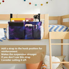Bedside Caddy Hanging Storage Bag Galaxy Purple Bedside Organizer Caddy for Bunk, Dorm Room, Hospital Beds - Place Magazines / Remotes / Keys