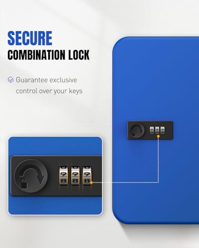Uniclife 48 Keys Lock Box for Keys with Code, Wall Mount Key Lock Box with Code, Lockbox for Keys, Key Lockbox with Tags, Key Cabinet, Key Storage Box for Home Office & Company, Blue - color: Blue, size: 48 Keys
