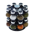 Kamenstein Ellington 16 Jar Revolving Spice Rack with Prefilled Spices - Rotating Chrome and Plastic Countertop Organizer with Sifter Caps and Labeled Lids - size: 16-Jar, style: 16-Jar Ellington