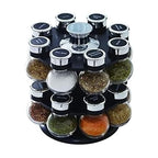 Kamenstein Ellington 16 Jar Revolving Spice Rack with Prefilled Spices - Rotating Chrome and Plastic Countertop Organizer with Sifter Caps and Labeled Lids - size: 16-Jar, style: 16-Jar Ellington