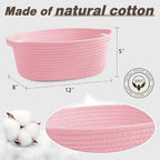 Pro Goleem Small Woven Basket with Gift Bags and Ribbons Durable Baskets for Gifts Empty Small Rope Basket for Storage 12"X 8" X 5" Baby Toy Basket with Handles, Pink - color: pink