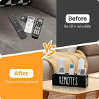 Remote Holder for Table, 3 Slots Wooden TV Remote Control Holder, Bedside Remote Control Storage Organizer - 10" x 3.3" x 3.3" Black - color: Black - 3 slot
