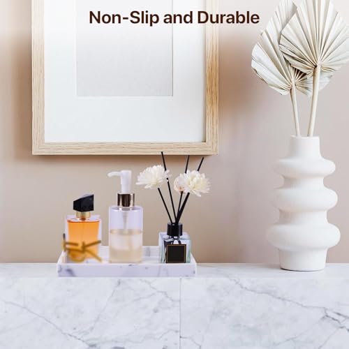 Bathroom Vanity Tray - 2PC (11.8 '' and 8'') Silicone Kitchen Sink Tray for Perfume Soap Towel Bathroom Accessory for Soap Dispenser Vanity Trays, White Marble - color: Marble, size: M+Mini