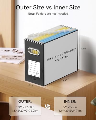 Oterri Cardboard File Organizer Box for Hanging File Folders Letter Size,File Box for Computer Desk,File Cabinet,Working Home,Office,Classroom(Black, Letter Size - 1 Pack) - color: Black, size: Letter Size - 1 Pack