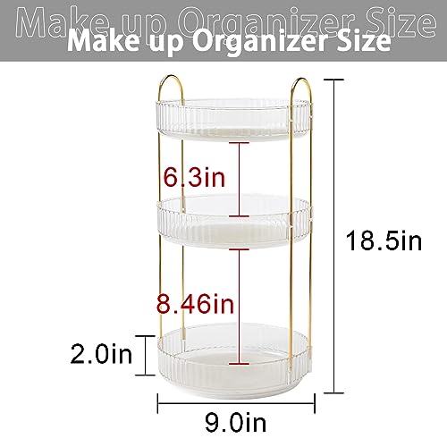 shuang qing Rotating Makeup Organizer for Vanity, Large Capacity Skincare Perfume Storage, Bathroom Counter Organizer, 360 Spinning Cosmetic Dresser Countertop Organizers (Clear, 3 Tier) - color: Clear, size: Regular-3 Tier