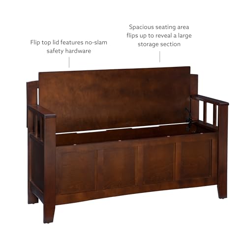 Linon Home Dcor Linon Home Decor Cynthia Storage Bench, 50"w x 17.25"d x 32"h, Walnut