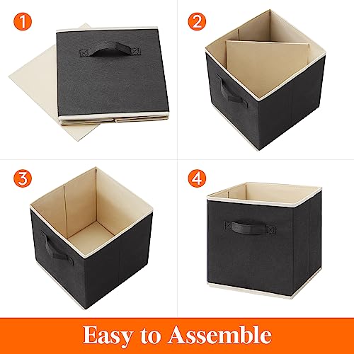 Lifewit Storage Cubes, Foldable Decorative Fabric Storage Baskets for Organizing Home Organizers with Handles for Shelves, Closet, 11 Inch Bins, 18L Black, 12 Packs - color: Black, size: 12pcs-11INCH