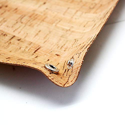 boshiho Valet Tray for Men, Natural Cork Jewelry Catchall Key Phone Coin Box Change Caddy Bedside Storage Box (Cork) - color: Cork