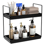 NPPLUS Bathroom Countertop Organizer, 2 Tier Metal Vanity Counter Skincare Shelf, Matte Black, 13.6"L x 6.9"W x 13.8"H - color: Black, size: 2 Tier