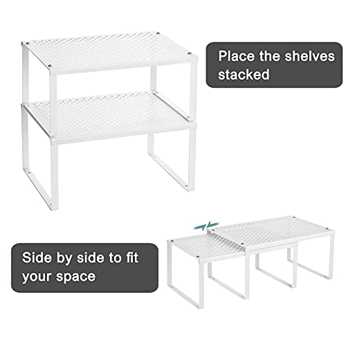 NEX Kitchen Cabinet and Counter Pantry Shelf Organizer, Expandable & Stackable, White - color: White