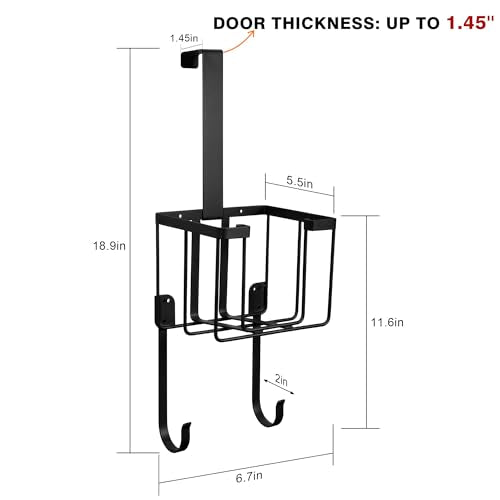 ORLESS Over The Door/Wall Mount Ironing Board Hanger, Laundry Room Iron and Ironing Caddy Board Storage Holder, Black - color: Regular Black
