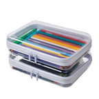 MACOPRO 2PCS Clear Hard Shell Zipper Case,Portable Cosmetic Bag with Zipper, Diaper Bag Organizing Pouches, Kid's Toy Storage Organizer Bins,Hard Plastic Case, Christmas Storage Bins - size: 2Pcs-Medium