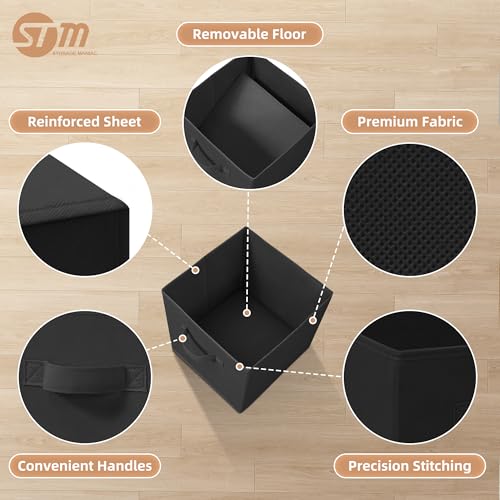 STORAGE MANIAC Storage Cubes, 11 Inch Collapsible Storage Bins with Handles, 4 Pack Fabric Foldable Bins for Organization, Durable Storage Bins for Closet, Shelves, Offices, Toys, 4-Pack Black - color: Black-4 Pack, size: 11 INCH
