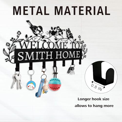 Personalized Key Holder for Wall - Custom Name Metal Wall Key Hanger - Welcome to My Home - Key Rack Holder Wall Mount for Living Room Bedroom Doorway Hallway, Unique Housewarming Gift - color: 06 Bird