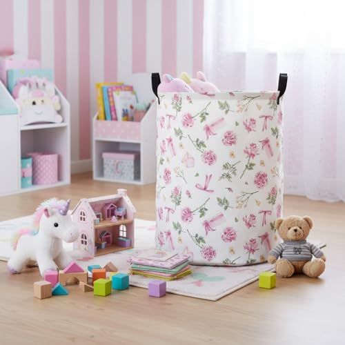 Baby Laundry Basket Baby Nursery Hamper Kids Laundry Basket Toy Storage Bin for Boys Room Decor Gift Baskets for Bedroom Bathroom(Gift Flower) - color: Gift Flower