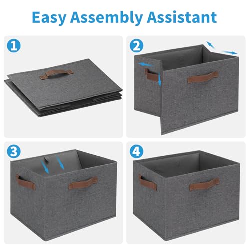 GhvyenntteS Large Fabric Storage Bins 6 Pack, 15x11x9.6 Inch Storage Baskets for Shelves, Foldable Closet Storage Bins for Shelves, Closet Organizers and Storage Boxes, Gray - color: Gray, size: Large-6 Pack