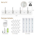 Forbena White Coat Rack Wall Mount 4-Pack, Coat Hanger Wall Mounted for Hanging Clothes Purse, Modern Key Holder Hooks for Closet Hat, Belt, Bag, Backpack, Leash (White and Silver - 16 Hooks) - color: White & Silver