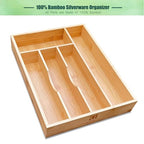 guiogc Bamboo Silverware Drawer Organizer, Silverware Organizer, Silverware Utensil Tray Holder and Cutlery Tray for Flatware and Kitchen Utensils - size: 9.85"Wx13.65"D (5-Slots)