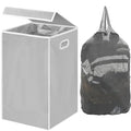 Simple Houseware Foldable Laundry Hamper Basket with Lid and Removable Bag, Gray - color: Grey