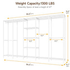 ONBRILL F5 Extra Large Industrial Pipe Clothing Rack, Freestanding Portable Closet Organizer System with Shelves & Hanging Rods, 88.6'' Wide Heavt Duty Clothes Rack, Max Load 1300lbs, White - color: White