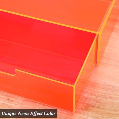 Gelite Acrylic Desk Organizer with Drawer for Makeup Vanity Stackable Desktop Storage Box for Office Supplies, 13.8 x 9.8 x 3.9’’, Neon Pink - color: Neon Pink