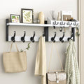 Evermagin 29" Coat Rack Wall Mount with Shelf, 4 in 1 Coat and Key Hanger with 11 Metal Hooks, Entryway Wall Mounted Shelf with Mail Holder for Living Room, Bedroom, White - color: White, size: 29 inch