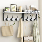 Evermagin 29" Coat Rack Wall Mount with Shelf, 4 in 1 Coat and Key Hanger with 11 Metal Hooks, Entryway Wall Mounted Shelf with Mail Holder for Living Room, Bedroom, White - color: White, size: 29 inch