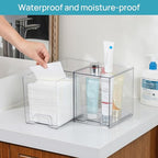 Vtopmart 7.6" H Clear Stackable Storage Drawers, 2 Pack Plastic Organizers Bins for Skincare, Cosmetics,Beauty Supplies,Ideal for Vanity, Bathroom,Kitchen Countertop,Cabinet Organization - style: 2pack High