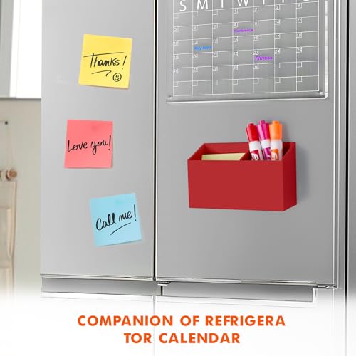 BEYGORM Magnetic Dry Erase Marker Holder for Whiteboard,Non-slip Acrylic Magnet Pen Holder for Fridge Refrigerator,Locker Organizer for Work,Locker Accessories,Pencil Cup for Desk(Red) - color: Red