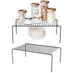 Medium(13 x 9.4 inch)Black Cabinet Storage Shelf Rack Set of 2, Rustproof Metal Wire Kitchen Counter Organizers and Storage, Spice Organization for Cabinet, Plate, Dish, Pantry, Bathroom, Fridge - size: 2Pack-Black-13 x 9.4 inch