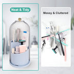 QIYVLOS Toothbrush Holders with Sliding Lid, Rotating 3 Slots Bathroom Organizer Countertop, Tooth Brush Toothpaste Holder Bathroom Counter Stand Sink Organizer Caddy for Makeup Brushes Holder (Blue) - color: Blue+transparent