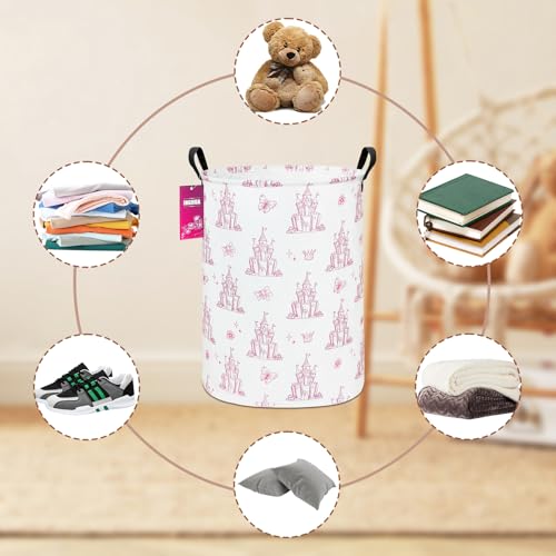Laundry Hamper Large Canvas Fabric Lightweight Storage Basket/Toy Organizer/Dirty Clothes Collapsible Waterproof for College Dorms, Boys and Girls Bedroom,Bathroom(Shining castles) - color: Shining castles