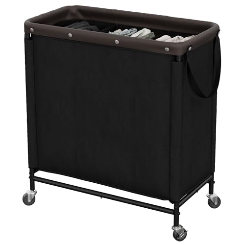 StorageWorks 3 Section Laundry Hamper, Rolling Laundry Cart with Wheels and Handles, Laundry Room Double Sorter for Organizer and Storage, 31.7 Gal(120L), Black - color: Black, size: 120L(3-Section)