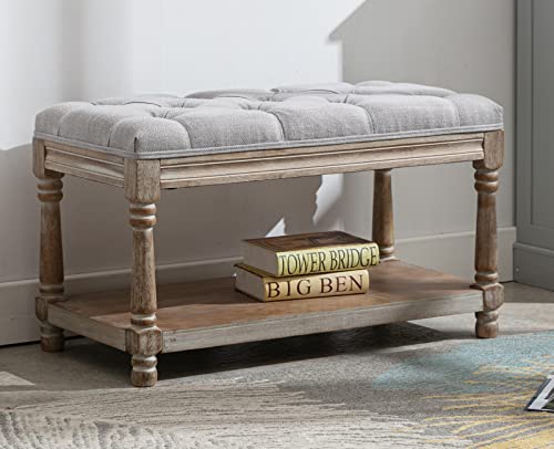 Kmax Storage Entryway Bench Tufted Shoe Rack Bench Wood Window Bench for Hallway Entrance Bedroom Corner-1 Seat, Gray - color: Grey, size: Storage- 1 Seat