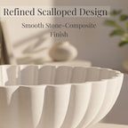 White | Fruit Bowl | Large Decorative Concrete Bowl Design for Modern Home Decor | 12 Inch Key Bowl and Entryway Organizer | Fruit Basket for Kitchen Counter | Frutero Moderno para Cocina