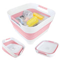 GIMWA 2.6 Gal(10L) Collapsible Wash Basin for Baby Bottles,Pink Space-Saving Collapsible Dish Basin with Drain Plug for bottle washing, Collapsible Bucket for RV Kitchen Essentials - color: Pink