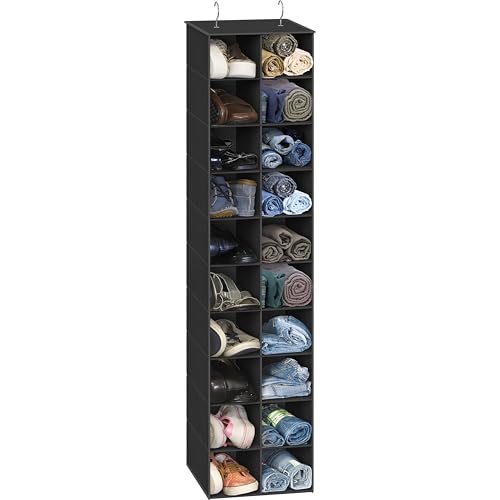 Simple Houseware 20 Section Shelves Hanging Shoes Organizer Holder for Closet, Black - color: Black