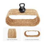 Coeusy Boho Rattan Wall Shelf for Bathroom, Wicker Wall Shelf for Toilet Paper Storage Holder, Handwoven Water Hyacinth Natural Decor for Over The Toilet, 2-Tier