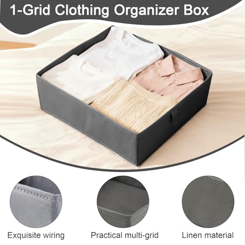 1 Pcs Drawer Organizer Storage Box for Underwear Socks Closet Divider for Wardrobe Dresser Vanity Space Saving Use(Grey) - color: Grey-2, size: Large