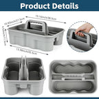 Wesiti 6 Pcs Cleaning Caddy with Handle Large Plastic Housekeeping Shower Basket Cleaning Supplies Organizer for Spray Bottles Brush Home Bathroom Office (Gray) - color: Gray