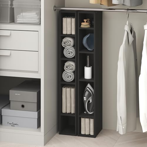 Furinno Fulda 10-Tier Closet Organizers and Storage, Open Shelf, Storage Organizer, 6-Inch Width, for Closet, Bedroom, Blackwood - color: Blackwood, size: 10-Tier; 6"W