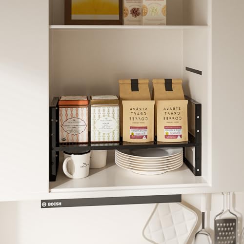 Multi-Functional Metal Shoe Rack,Expandable Adjustable Stackable Kitchen Organizer,Metal Shelf risers for cabinets, Kitchens and Closet, Bathroom(2Packs/Black/Large) - color: Black, size: 2 PACKS/BLACK/LARGE