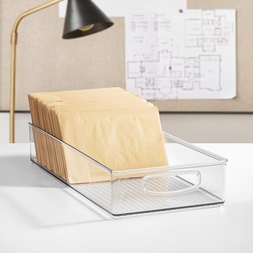 iDesign Stackable Clear Plastic Extra Long Pantry Organizers and Cabinet Storage Bins for Kitchen, 2-Pack - size: 16 x 8 x 3, style: Pack of 2