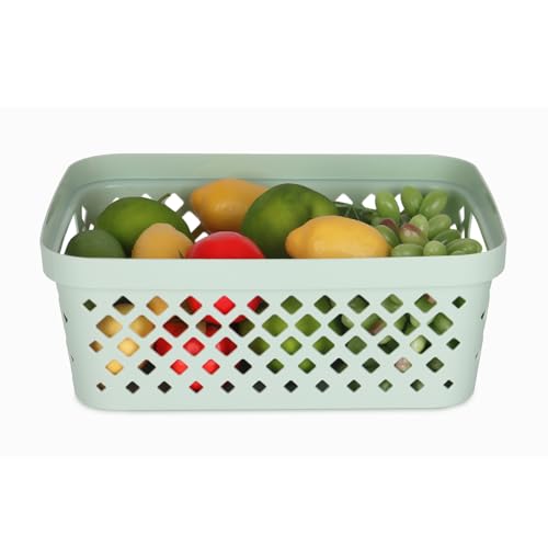 Glad Plastic Storage Basket Set, Value Pack of 6 | Open Storage Bins for Shelves, Bathroom, Pantry, Closet | Nesting Organizer Boxes with Handles, 2 Gallon, Sage - color: Sage, size: 2 Gallon
